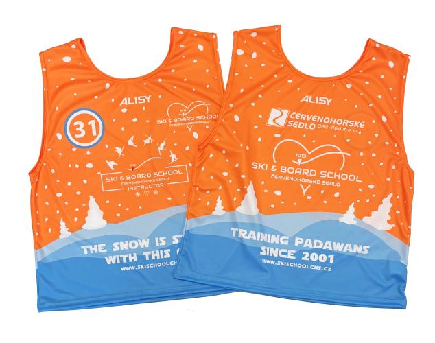 Training vests for a ski school